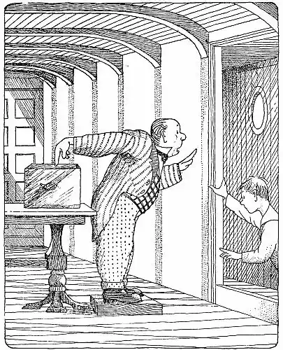 doctor talking to boy and pointing to fishbowl