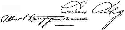 Signatures of Calvin Coolidge and Albert P. Langley
