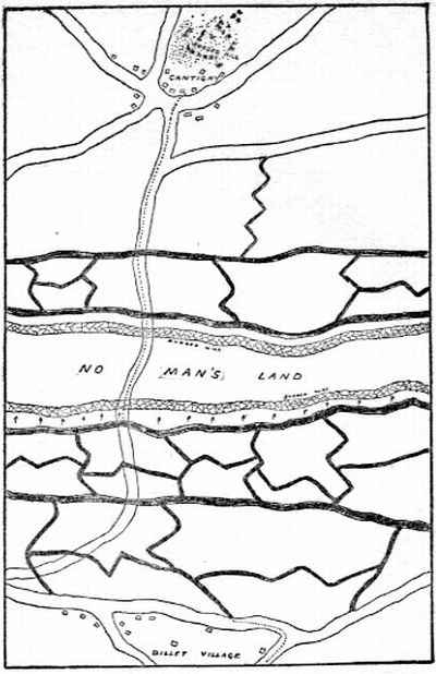 SHOWING WHERE THE AMERICANS WERE BILLETED: CANTIGNY, WHICH THEY CAPTURED AND THE ROUTE TAKEN BY TOM AND THE CARRIERS. ARROWS SHOW THE AREA OF ATTACK.