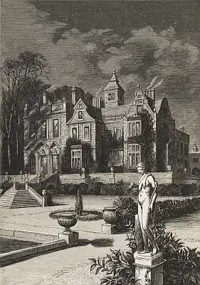 "The old family mansion, partly thrown in deep shadow, and partly lit up by the cold moonshine"—Frontispiece.