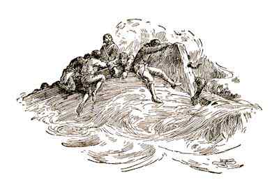 [Illustration: He gazed at the struggling wretches on the bottom of the wreck.]