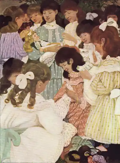 The children crowded clamoring around her.