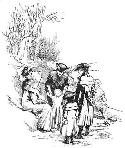 women, children, Isaac and Master Rouse resting