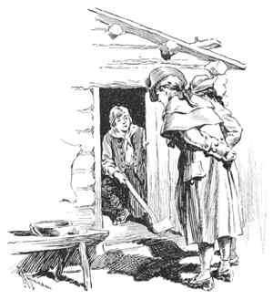 Captain Haskell visits the shelter on the flatboat