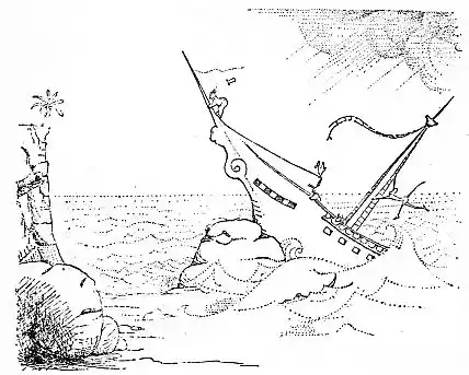 ship wrecked on rocks